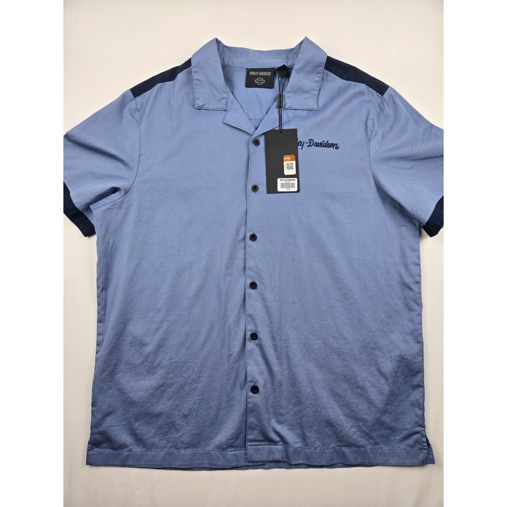 Harley-Davidson Club Milwaukee Wisconsin Button Down Shirt‎ Size L Blue NWT $120